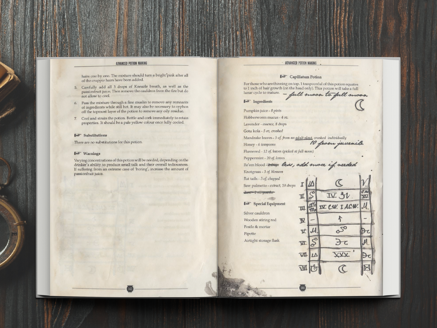 Open 'Advanced Potion Making' book, showcasing the high-quality paper and clear text.