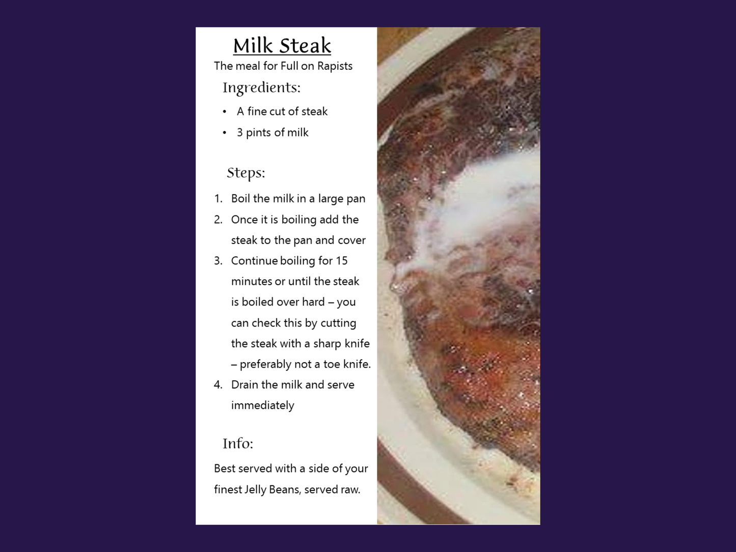 recipe page from It's always sunny cookbook