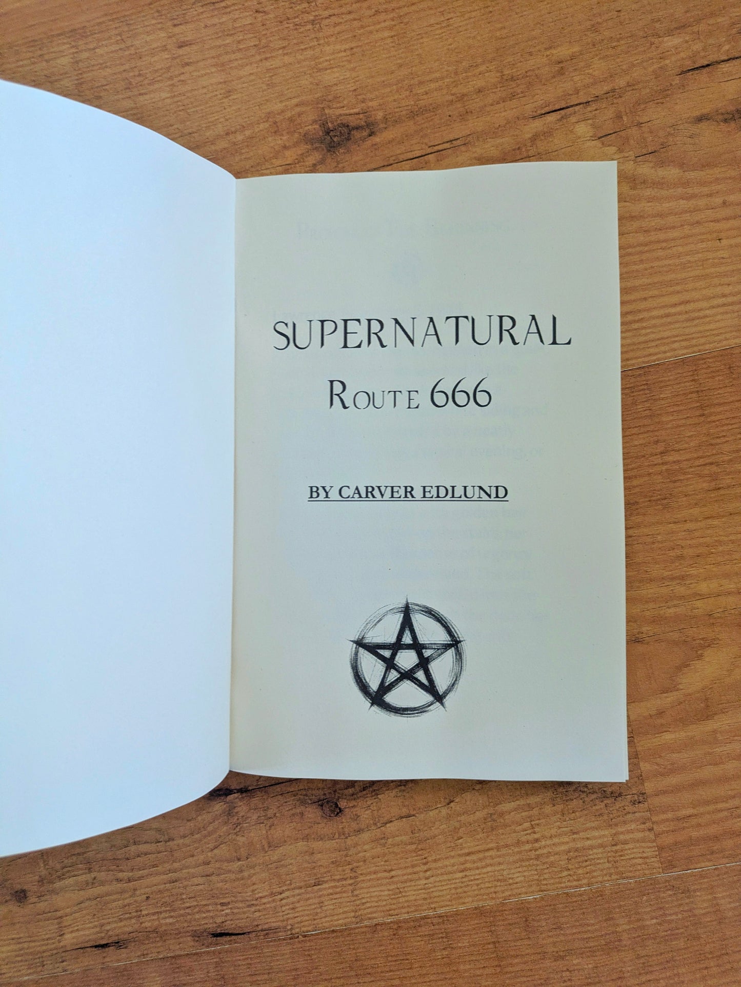 Supernatural Route 666 Novel by Carver Edlund: Fan-Made Paperback