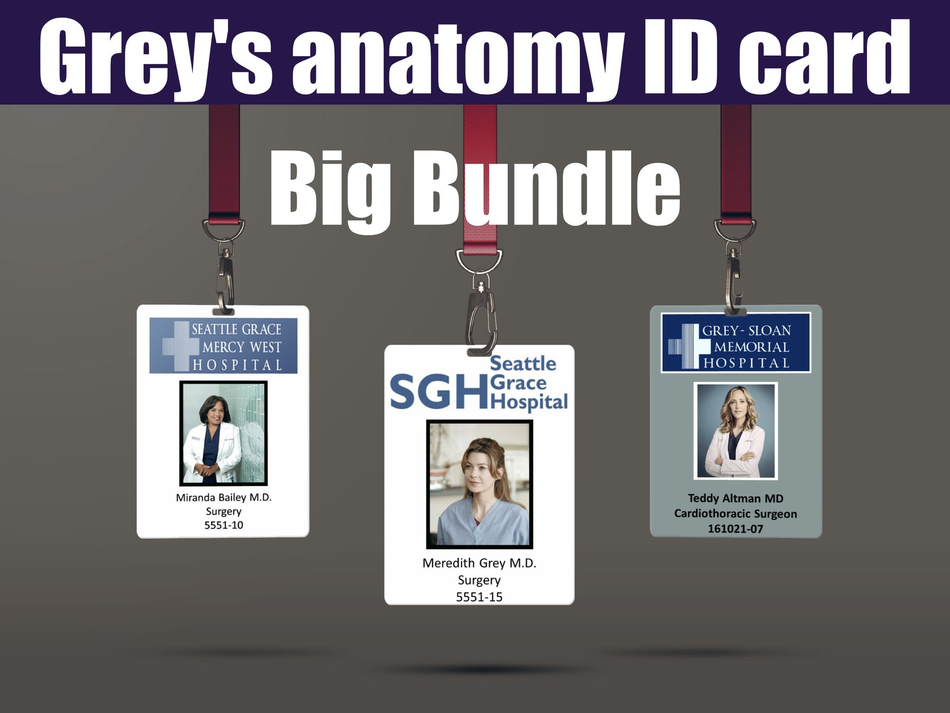 GREY'S ANATOMY ID cards. – TV Gifts and Love
